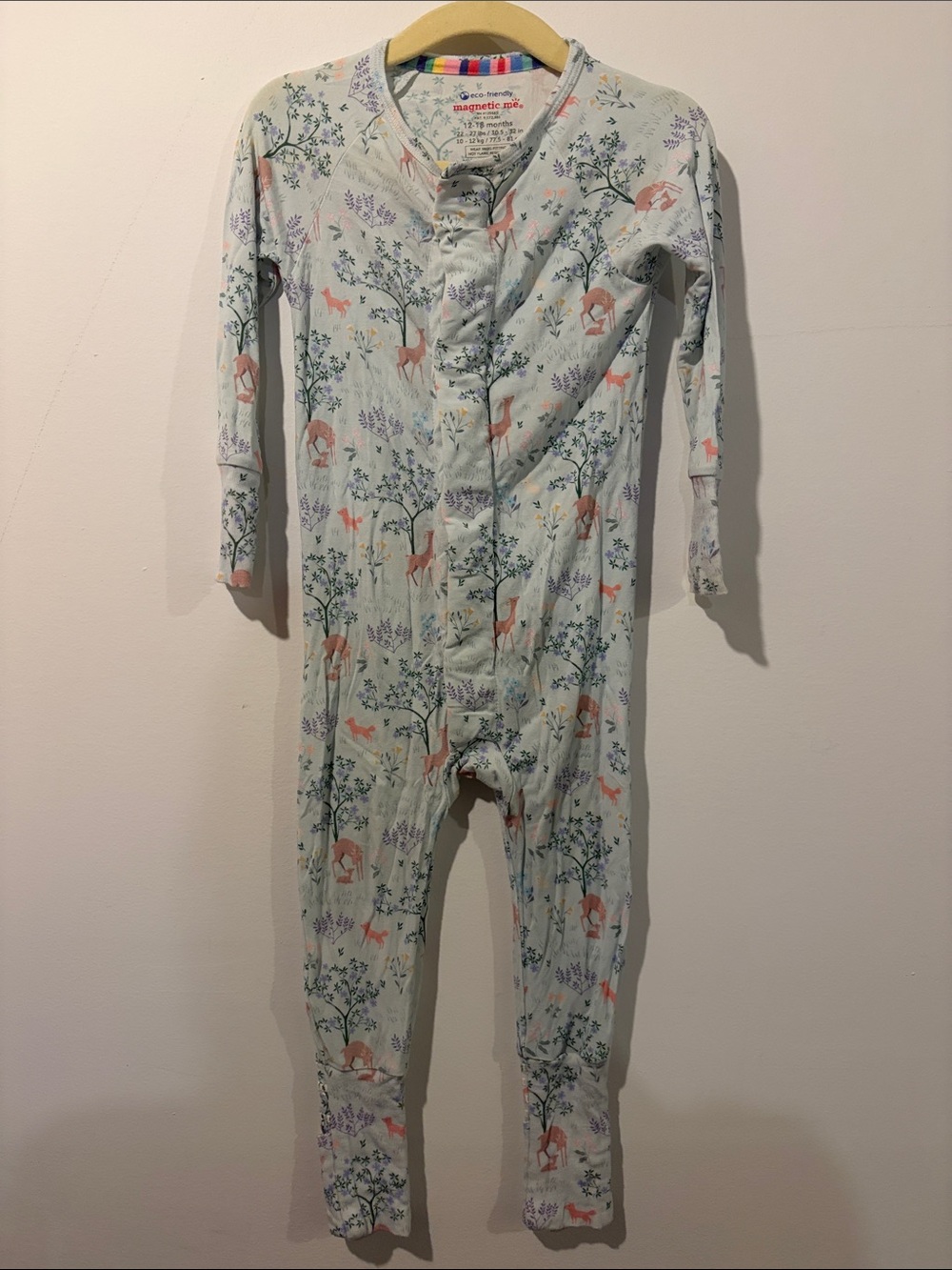 Magnetic Me Mint Woodland Animal Footie One-Piece 12-18 Months LIKE NEW